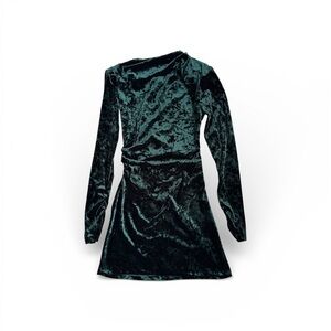 ZARA Emerald Green Shoulder Pad Dress Size S (XS)